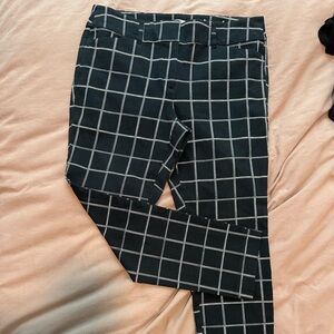 LOFT Black and White Grid Skinny Pants